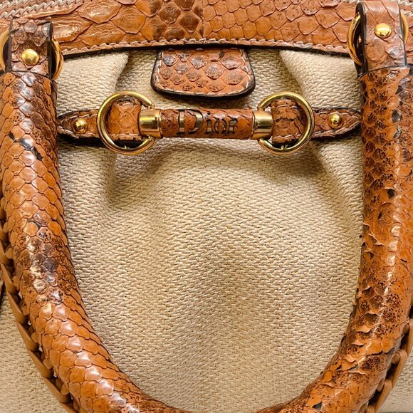 Christian Dior Beige Canvas Small My Dior Satchel with Python Leather - Picture 4 of 10